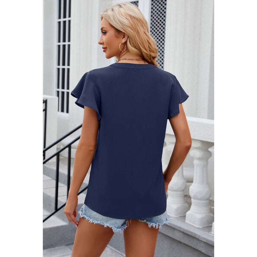Notched Cap Sleeve T - Shirt Apparel and Accessories