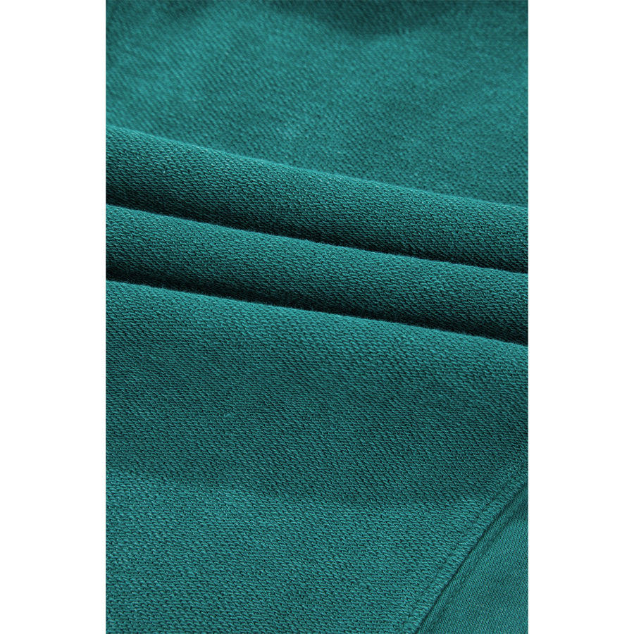 Notched Drop Shoulder Long Sleeve Sweatshirt Apparel and Accessories