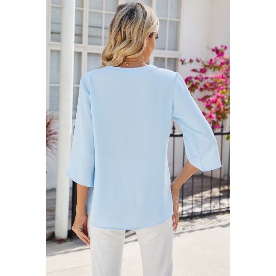 Notched Half Button T - Shirt Apparel and Accessories