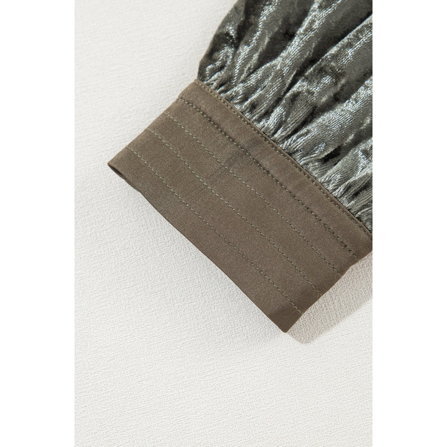 Notched Long Sleeve Mini Dress with Pockets Apparel and Accessories