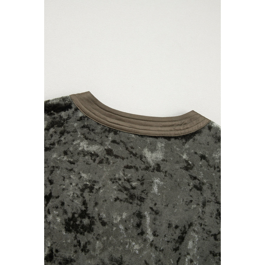 Notched Long Sleeve Mini Dress with Pockets Apparel and Accessories