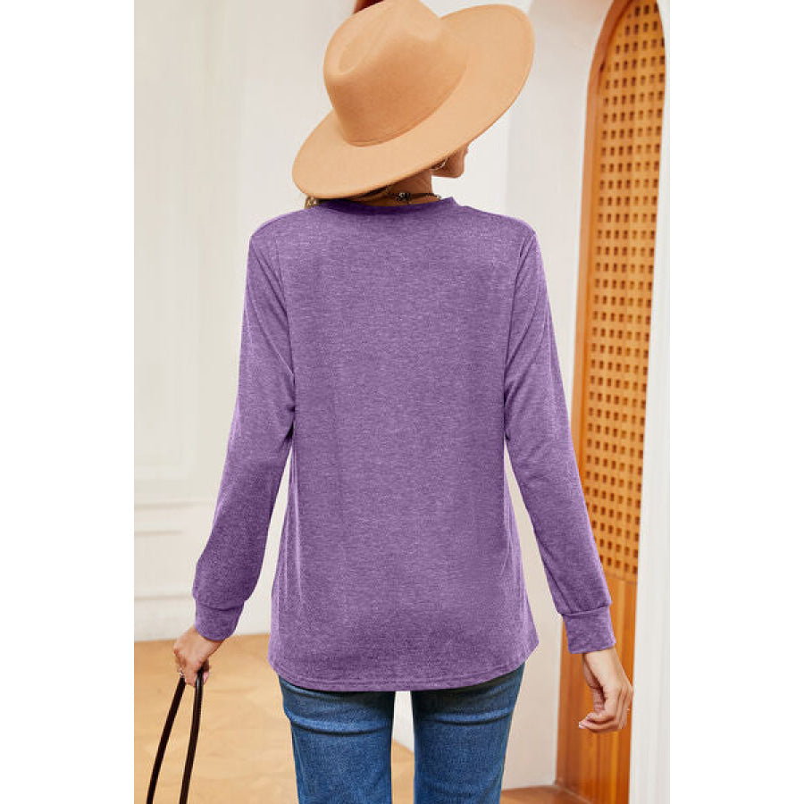 Notched Long Sleeve T - Shirt Apparel and Accessories