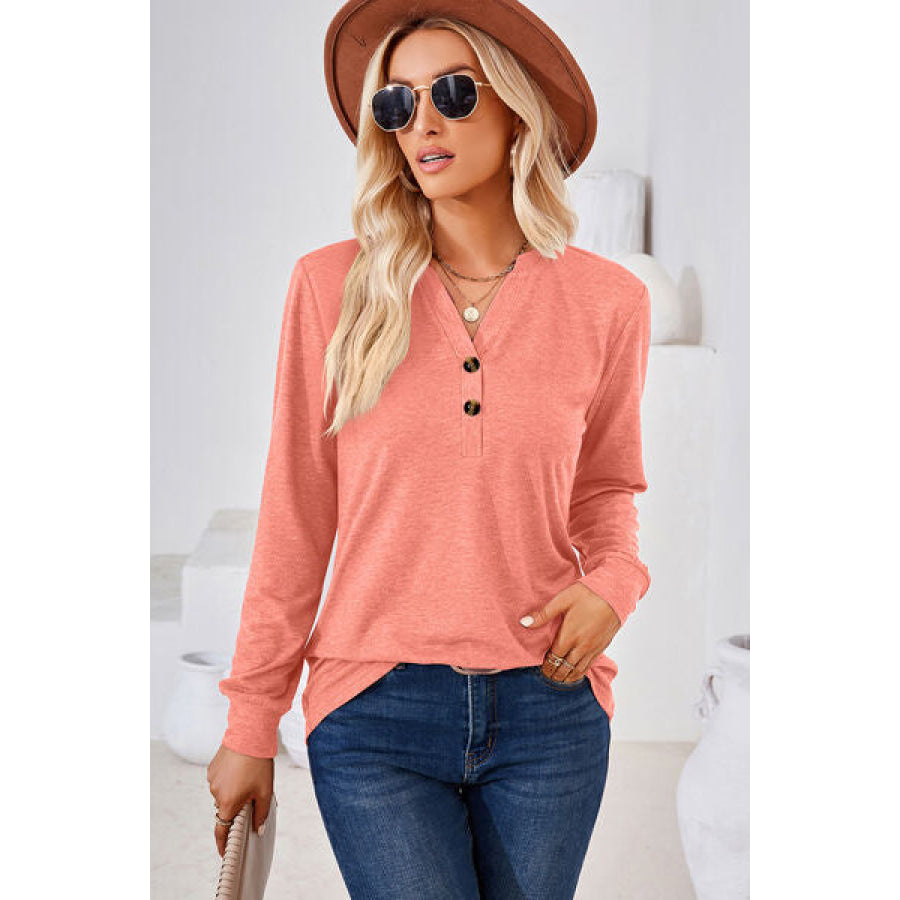 Notched Long Sleeve T - Shirt Apparel and Accessories