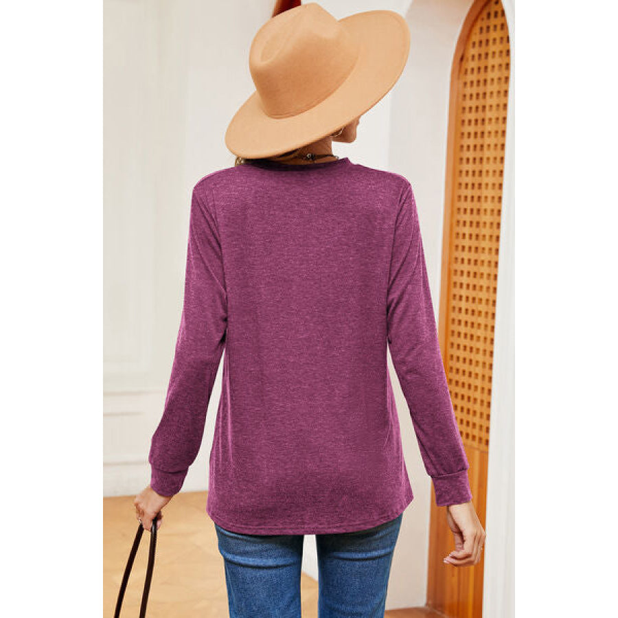 Notched Long Sleeve T - Shirt Apparel and Accessories