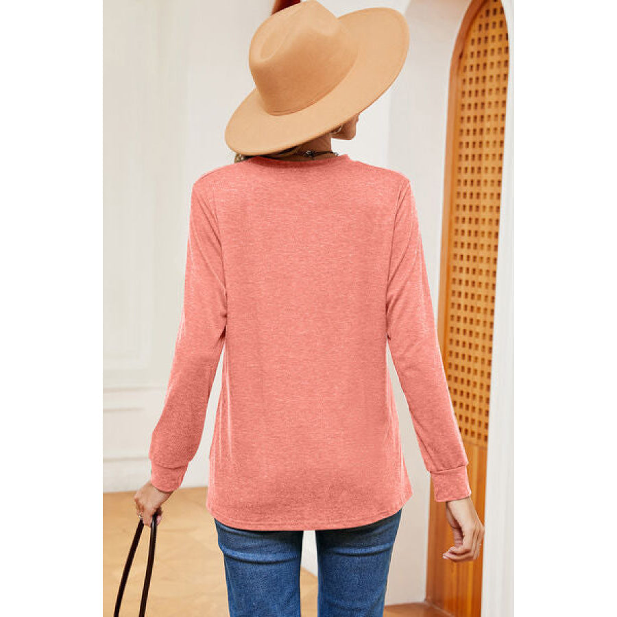 Notched Long Sleeve T - Shirt Apparel and Accessories