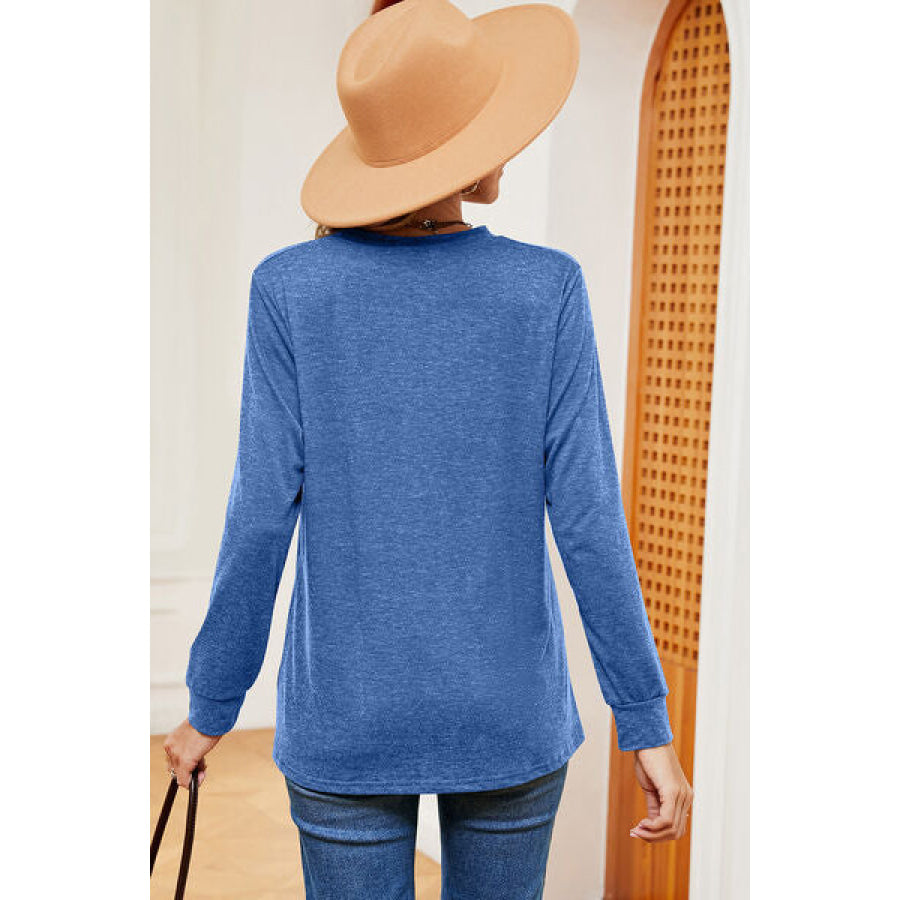 Notched Long Sleeve T - Shirt Apparel and Accessories