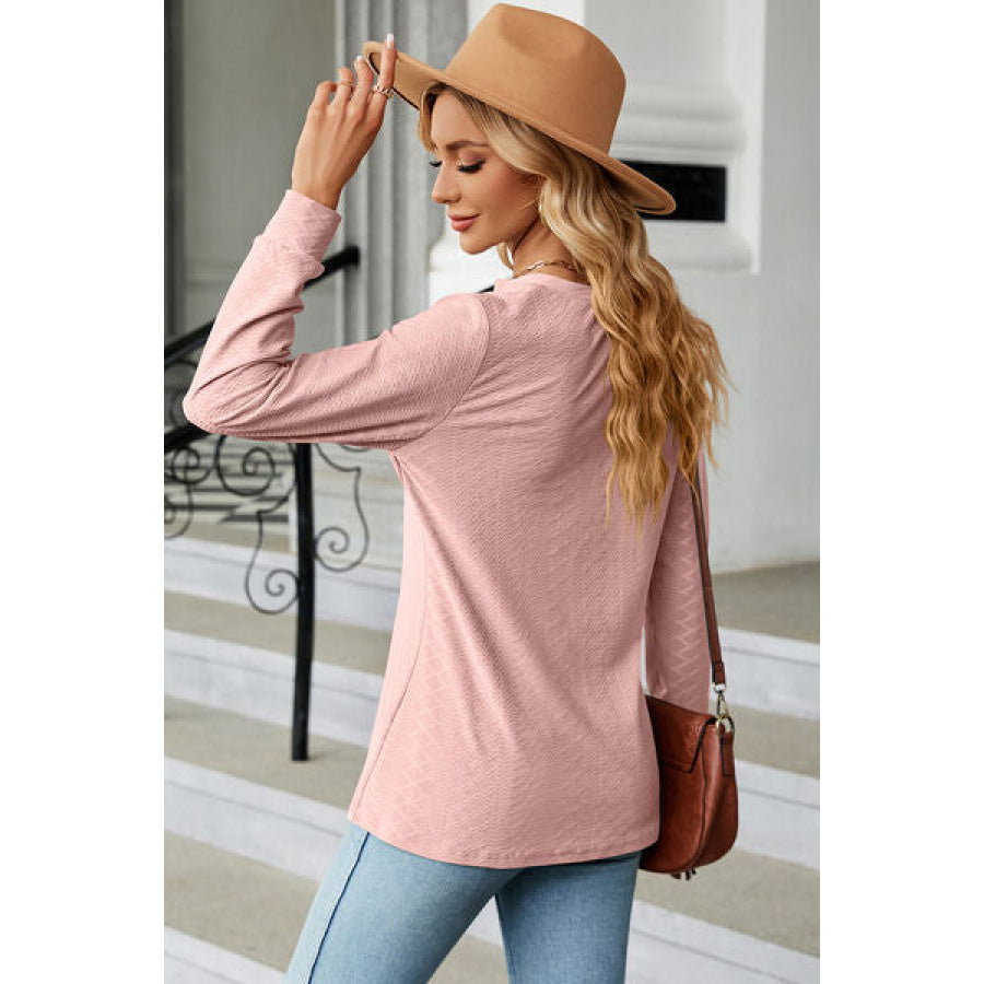 Notched Long Sleeve T - Shirt Apparel and Accessories