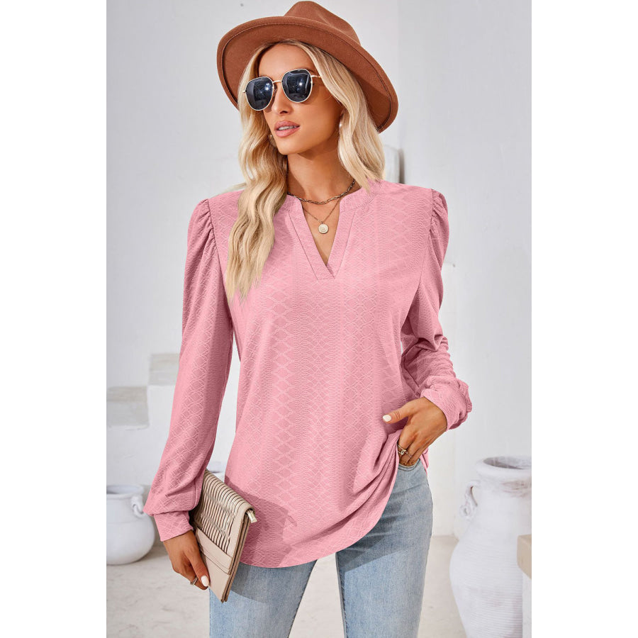 Notched Long Sleeve T-Shirt Apparel and Accessories