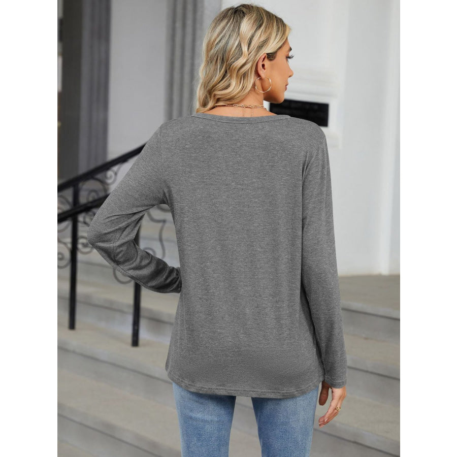 Notched Long Sleeve T-Shirt Apparel and Accessories