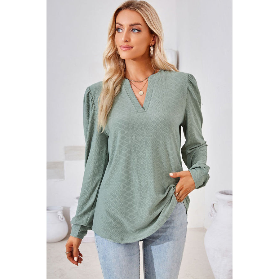 Notched Long Sleeve T-Shirt Apparel and Accessories
