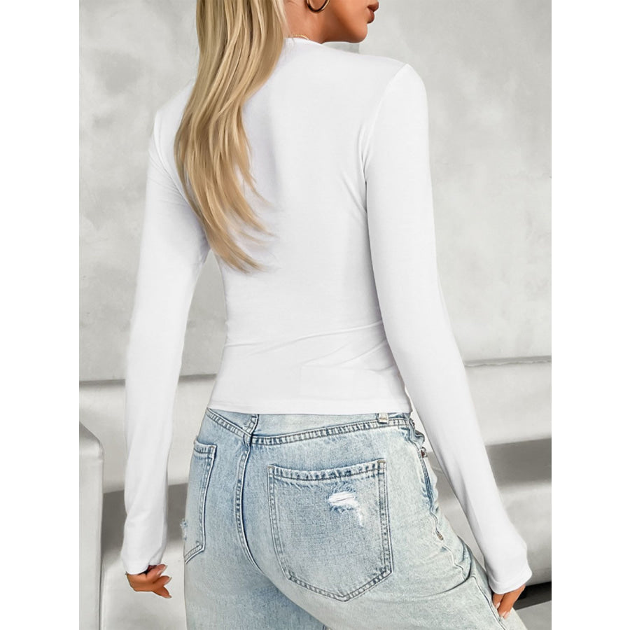 Notched Long Sleeve T-Shirt Apparel and Accessories