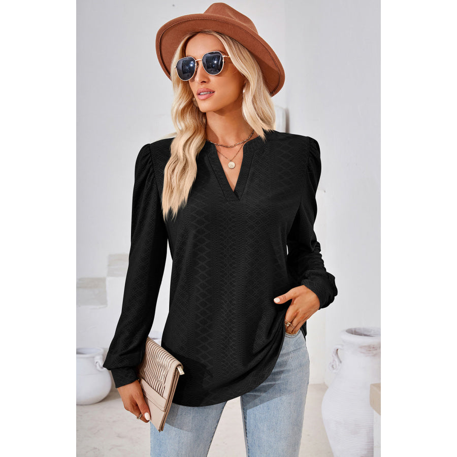 Notched Long Sleeve T-Shirt Apparel and Accessories