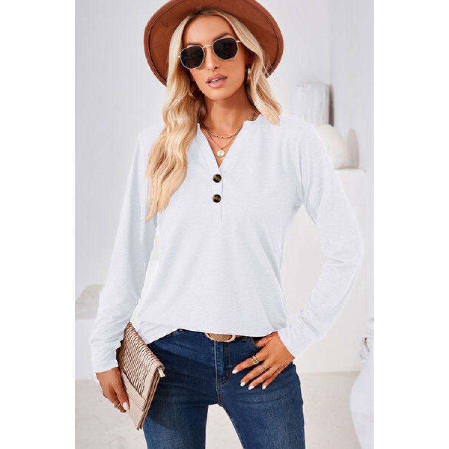 Notched Long Sleeve T - Shirt Apparel and Accessories