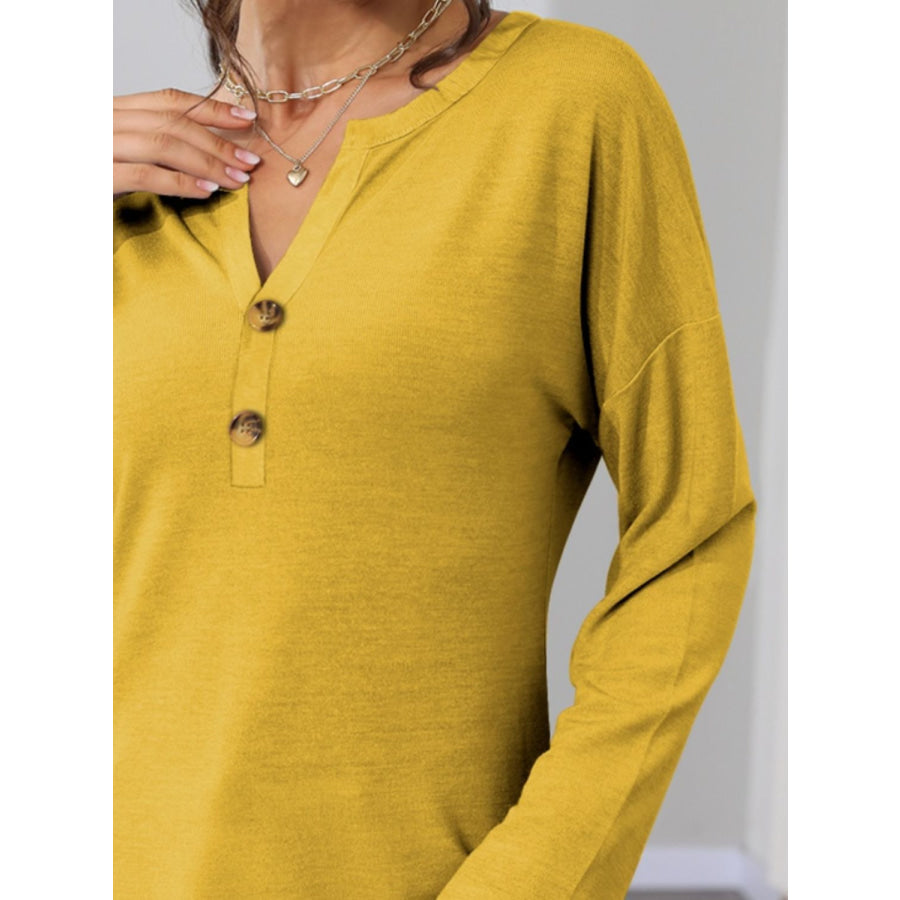 Notched Long Sleeve T-Shirt Apparel and Accessories