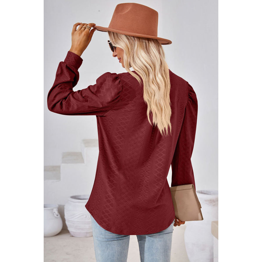 Notched Long Sleeve T-Shirt Apparel and Accessories