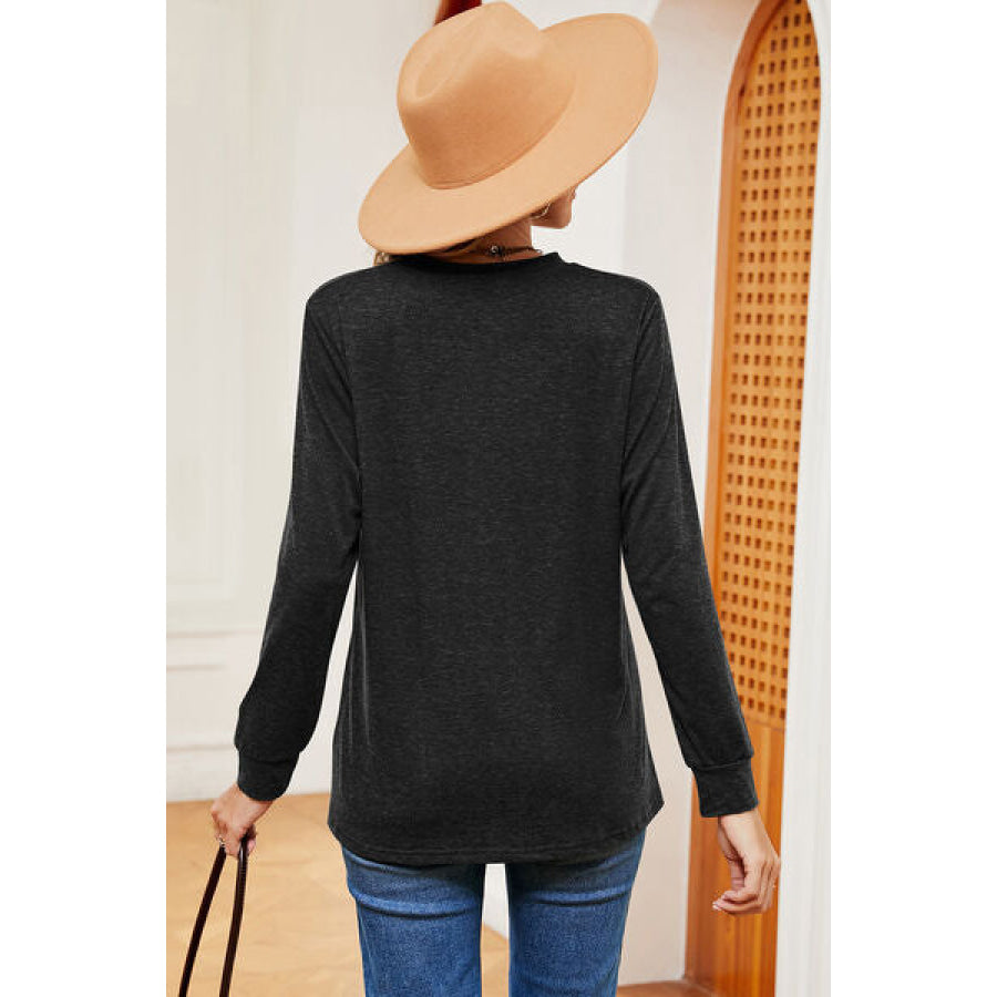 Notched Long Sleeve T - Shirt Apparel and Accessories