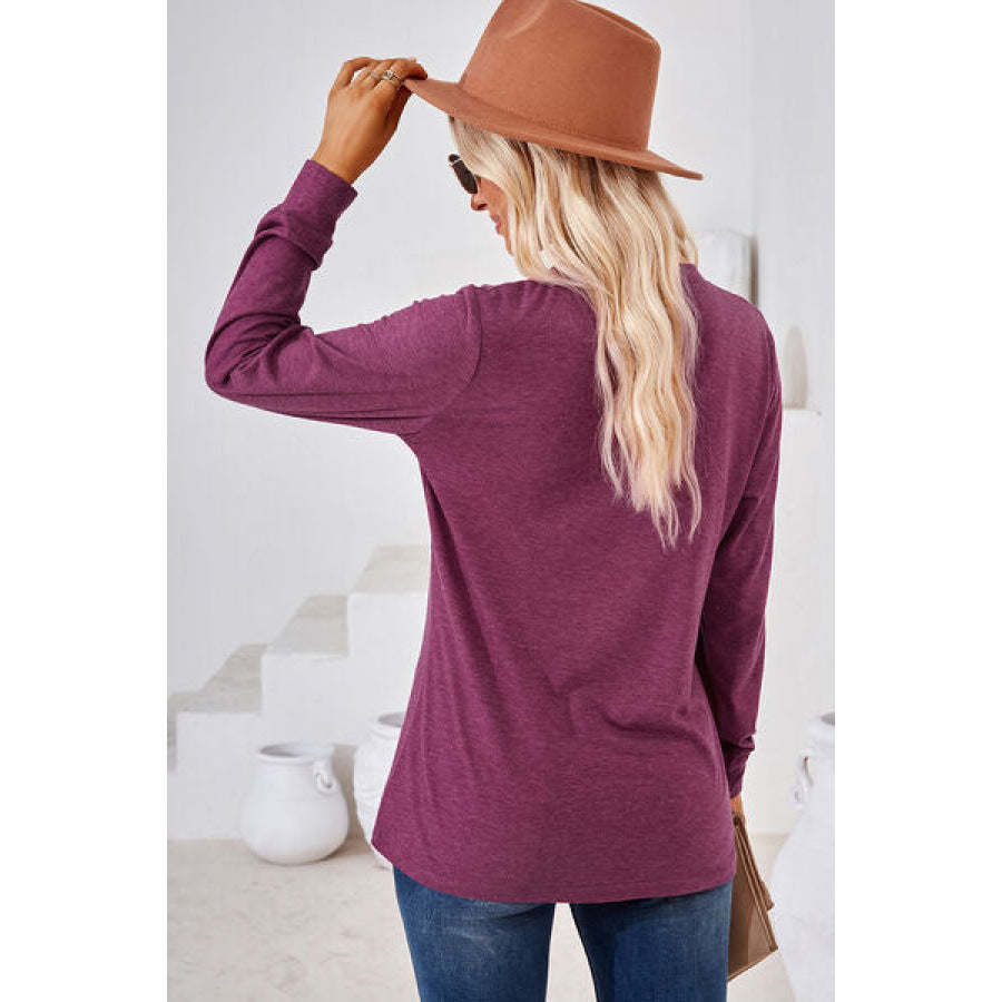 Notched Long Sleeve T - Shirt Apparel and Accessories