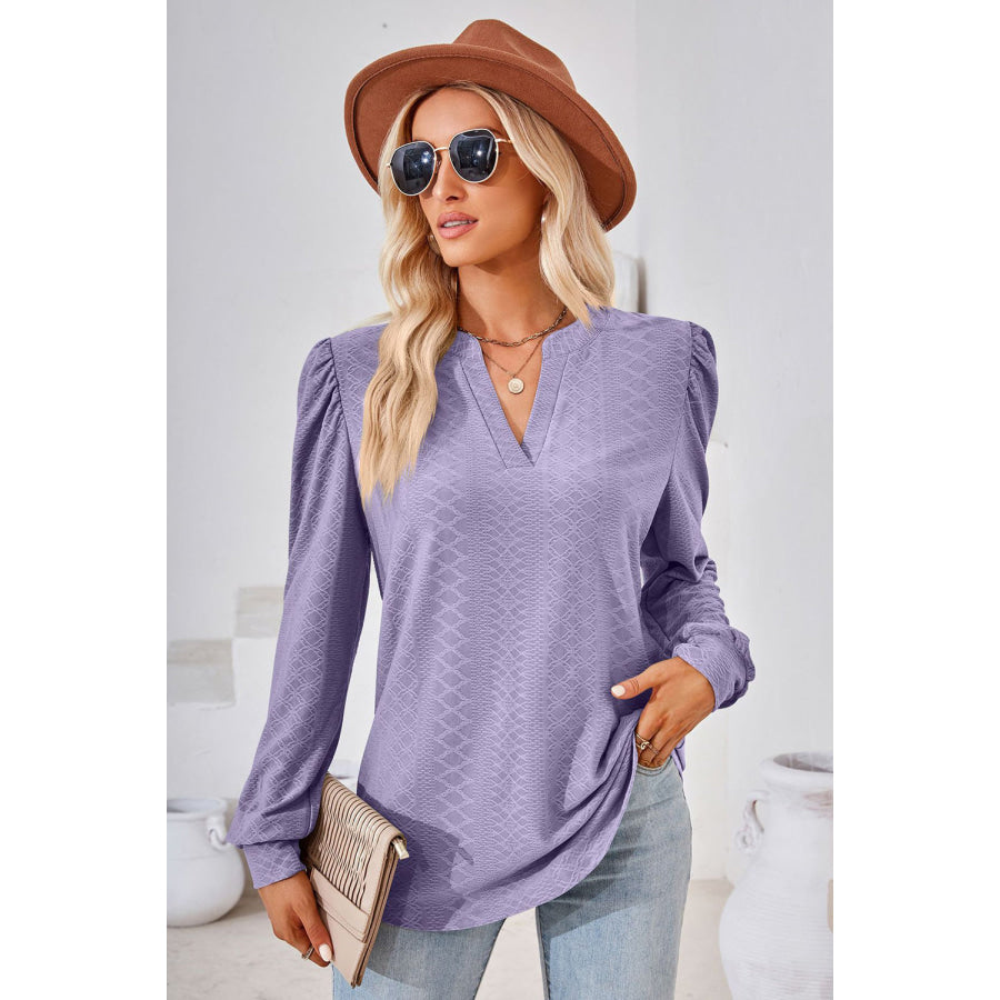Notched Long Sleeve T-Shirt Apparel and Accessories