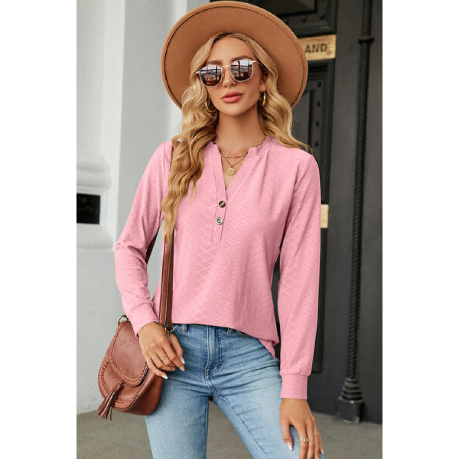 Notched Long Sleeve T - Shirt Apparel and Accessories