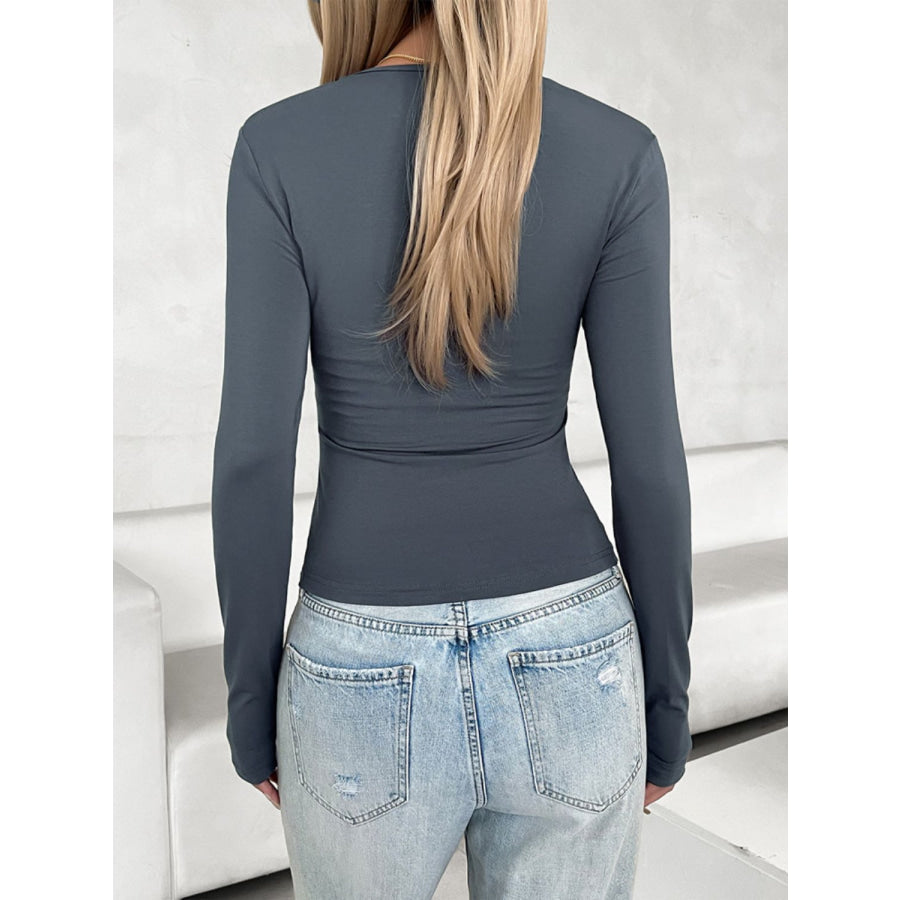 Notched Long Sleeve T-Shirt Apparel and Accessories