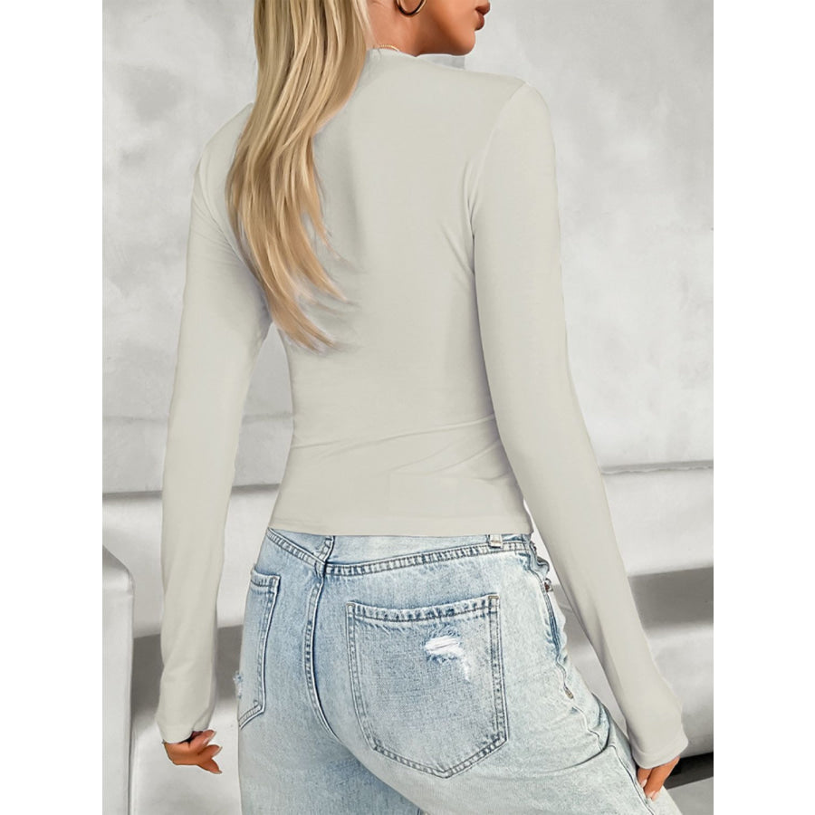 Notched Long Sleeve T-Shirt Apparel and Accessories