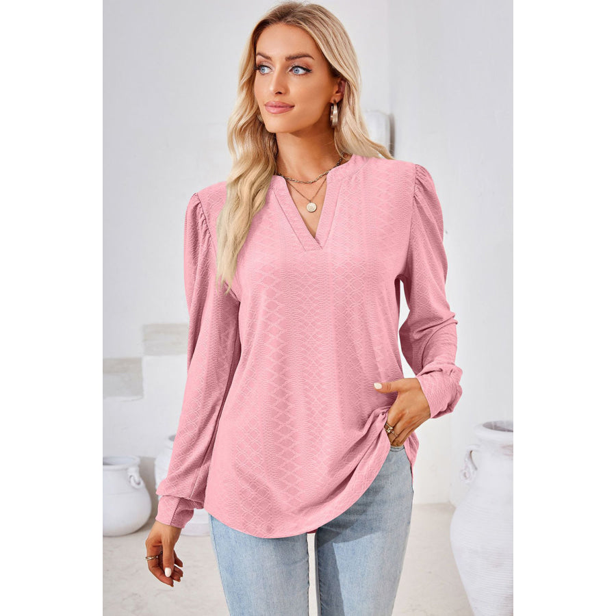 Notched Long Sleeve T-Shirt Apparel and Accessories