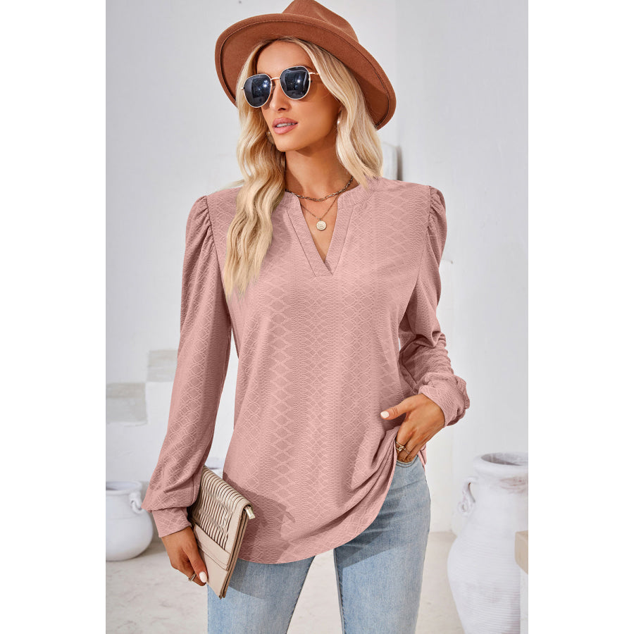 Notched Long Sleeve T-Shirt Apparel and Accessories