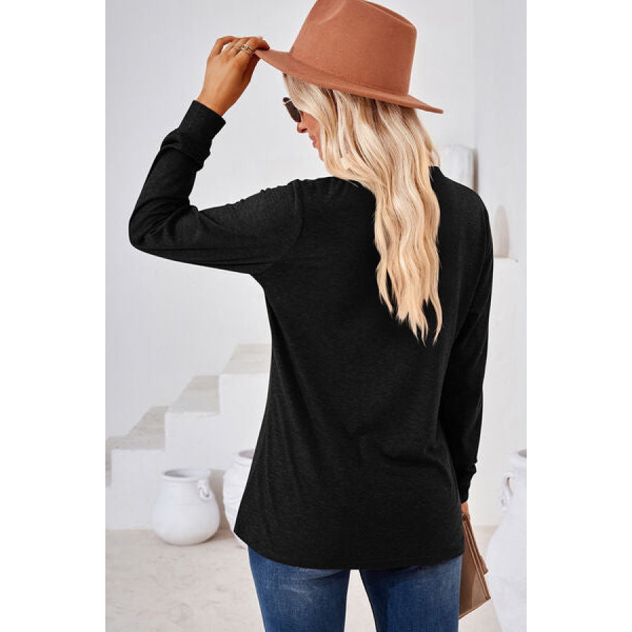 Notched Long Sleeve T - Shirt Apparel and Accessories