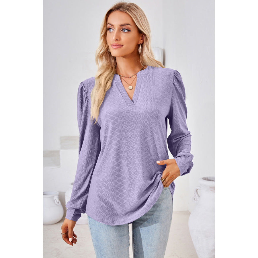 Notched Long Sleeve T-Shirt Apparel and Accessories