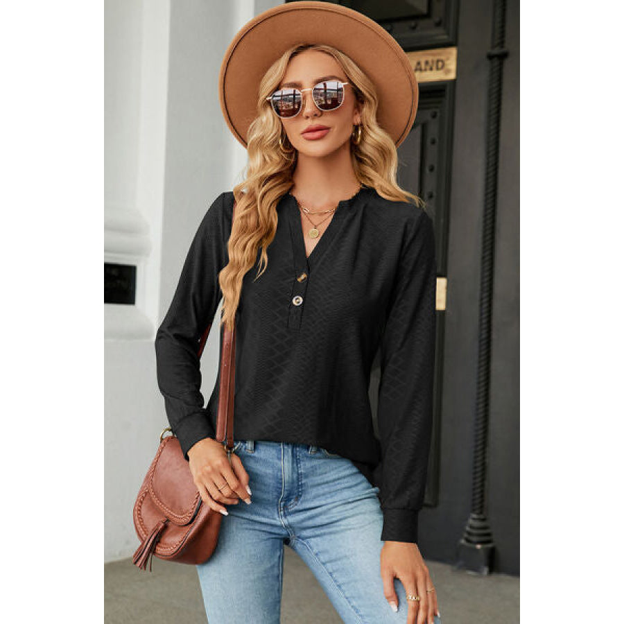 Notched Long Sleeve T - Shirt Apparel and Accessories