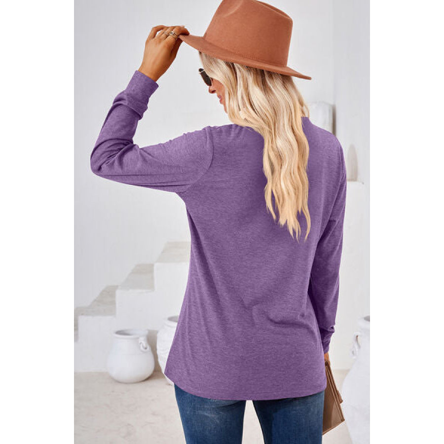 Notched Long Sleeve T - Shirt Apparel and Accessories