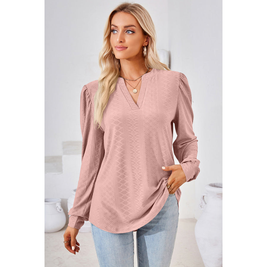 Notched Long Sleeve T-Shirt Apparel and Accessories