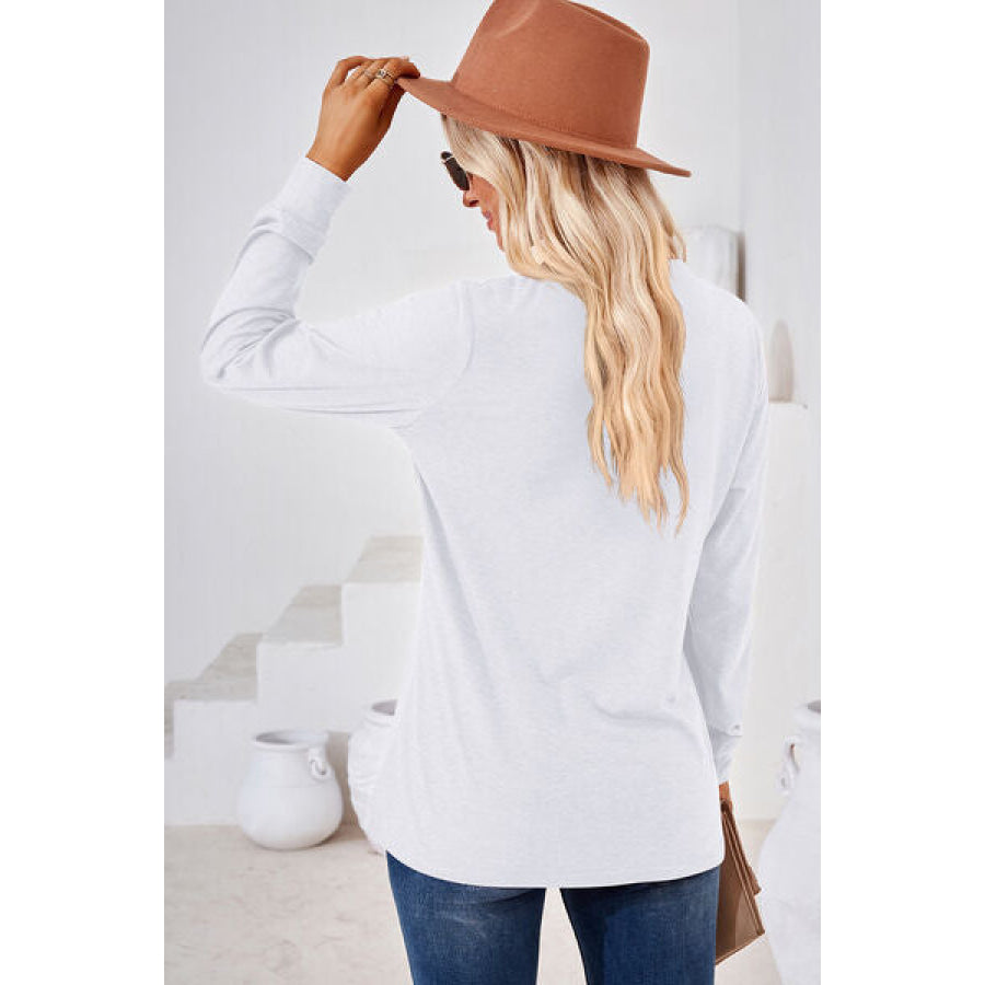 Notched Long Sleeve T - Shirt Apparel and Accessories