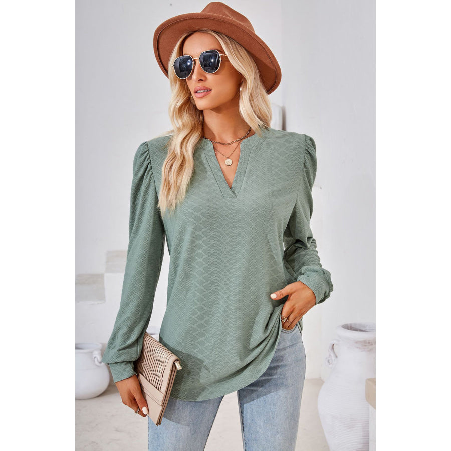 Notched Long Sleeve T-Shirt Apparel and Accessories