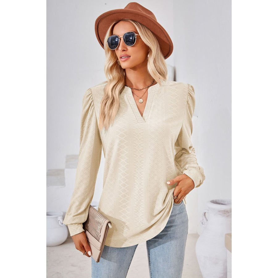 Notched Long Sleeve T-Shirt Apparel and Accessories