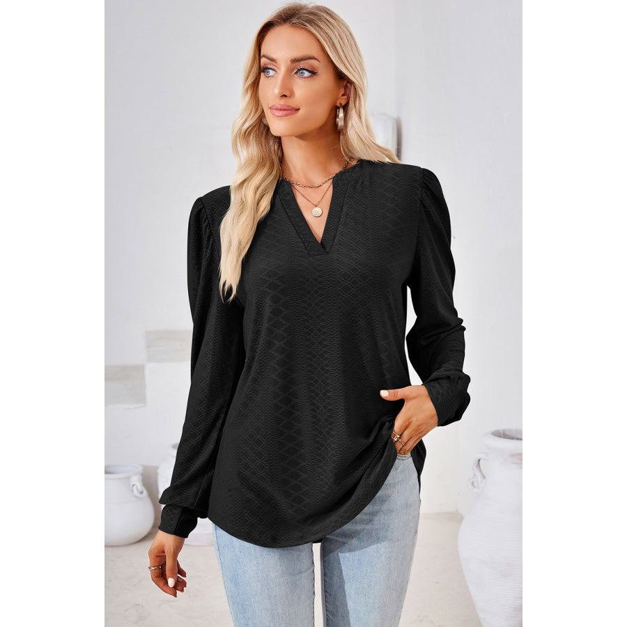Notched Long Sleeve T-Shirt Apparel and Accessories