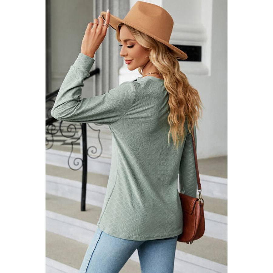 Notched Long Sleeve T - Shirt Apparel and Accessories