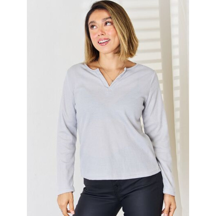 Notched Long Sleeve T - Shirt Apparel and Accessories