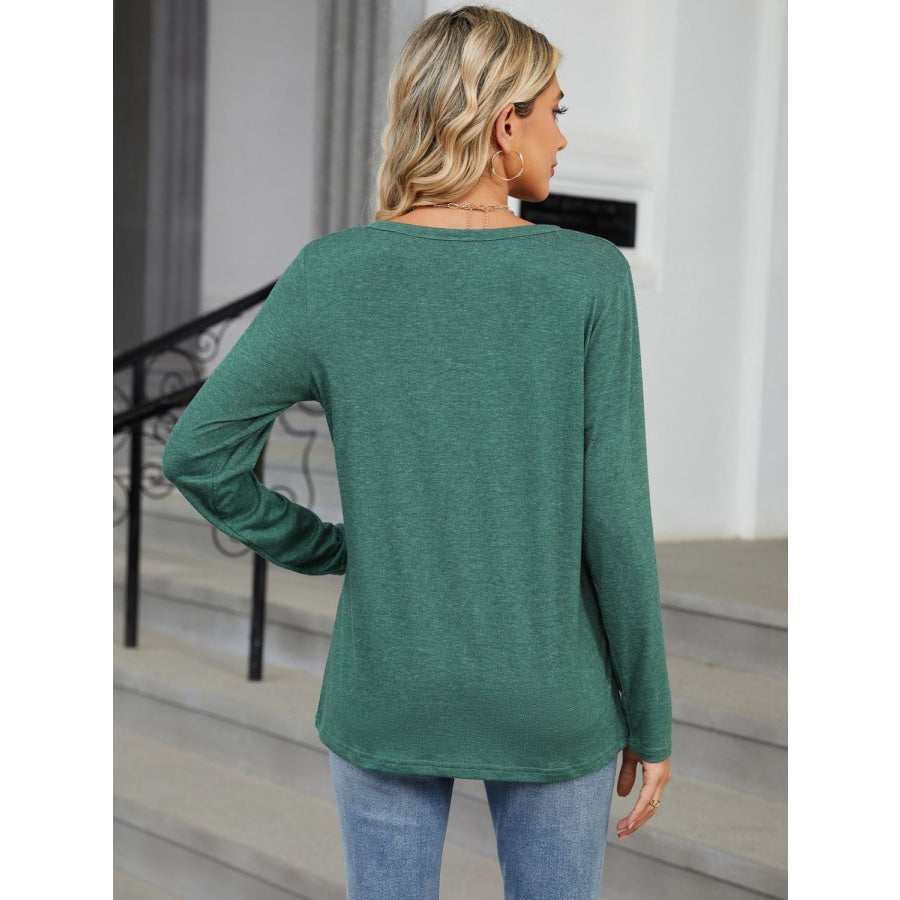 Notched Long Sleeve T-Shirt Apparel and Accessories