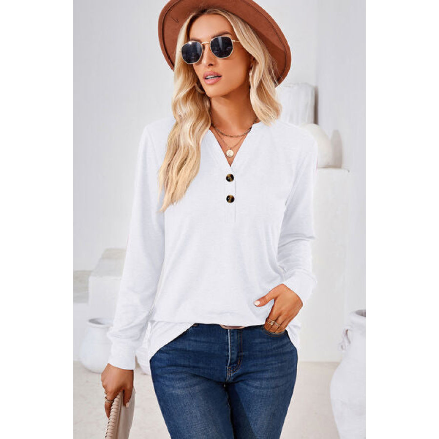 Notched Long Sleeve T - Shirt Apparel and Accessories
