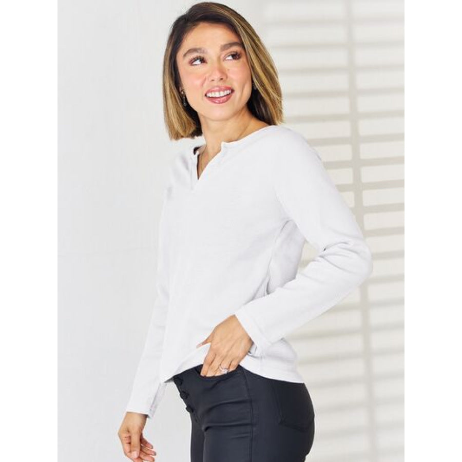 Notched Long Sleeve T - Shirt Apparel and Accessories