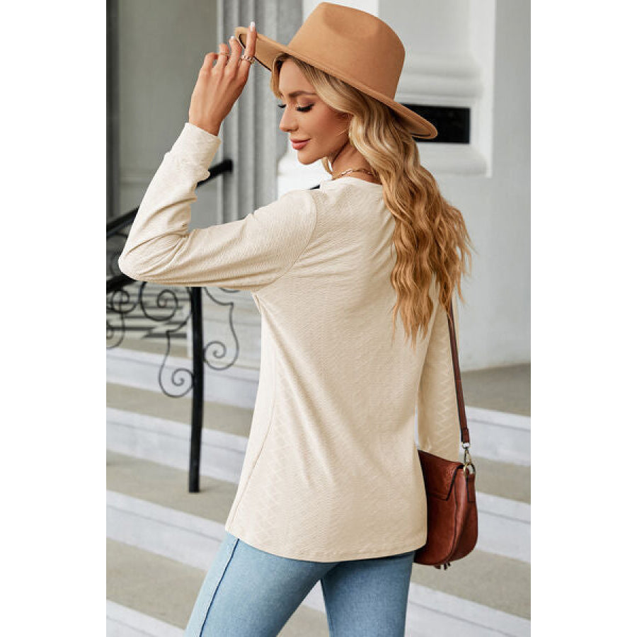 Notched Long Sleeve T - Shirt Apparel and Accessories