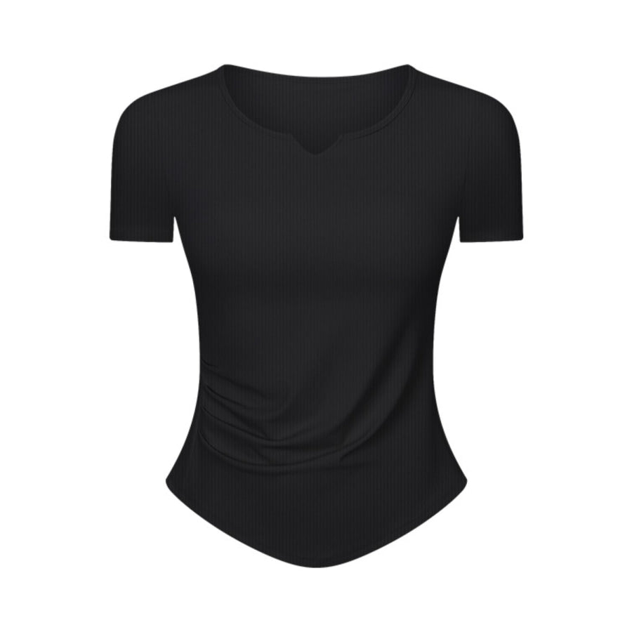 Notched Short Sleeve Active T-Shirt Apparel and Accessories