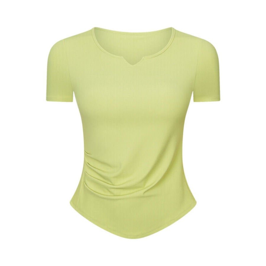 Notched Short Sleeve Active T-Shirt Apparel and Accessories