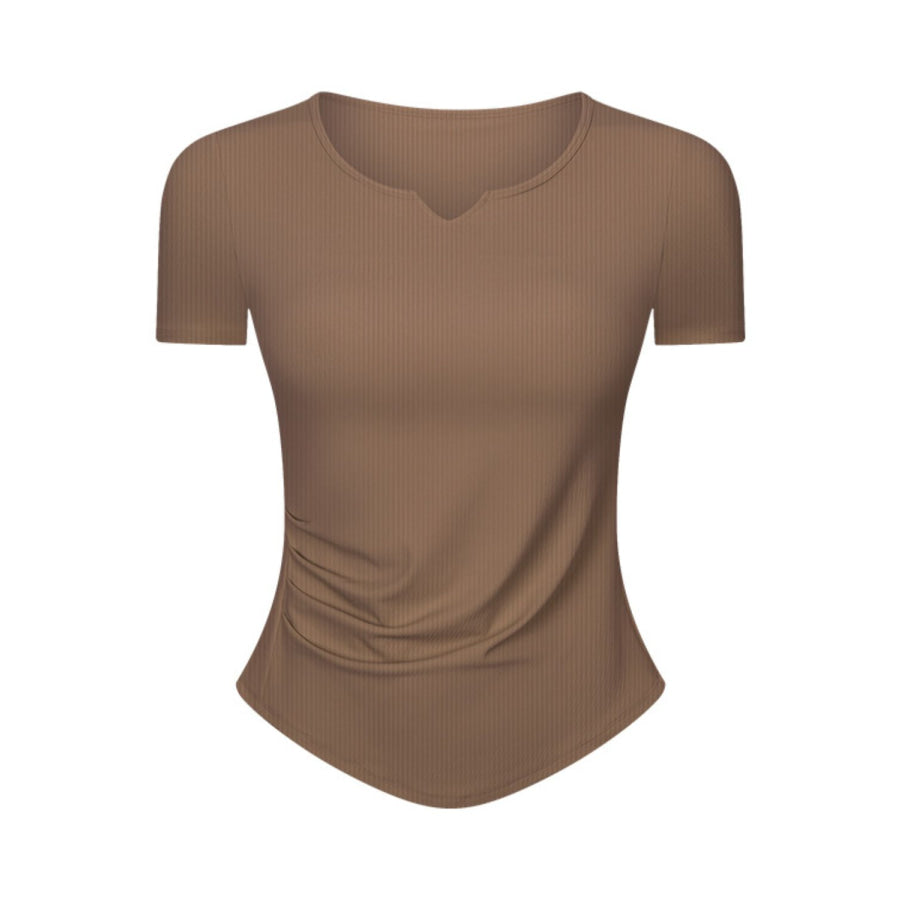 Notched Short Sleeve Active T-Shirt Apparel and Accessories