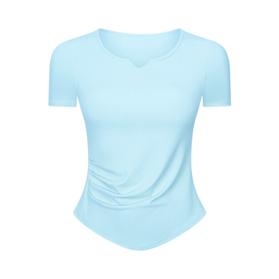 Notched Short Sleeve Active T-Shirt Apparel and Accessories