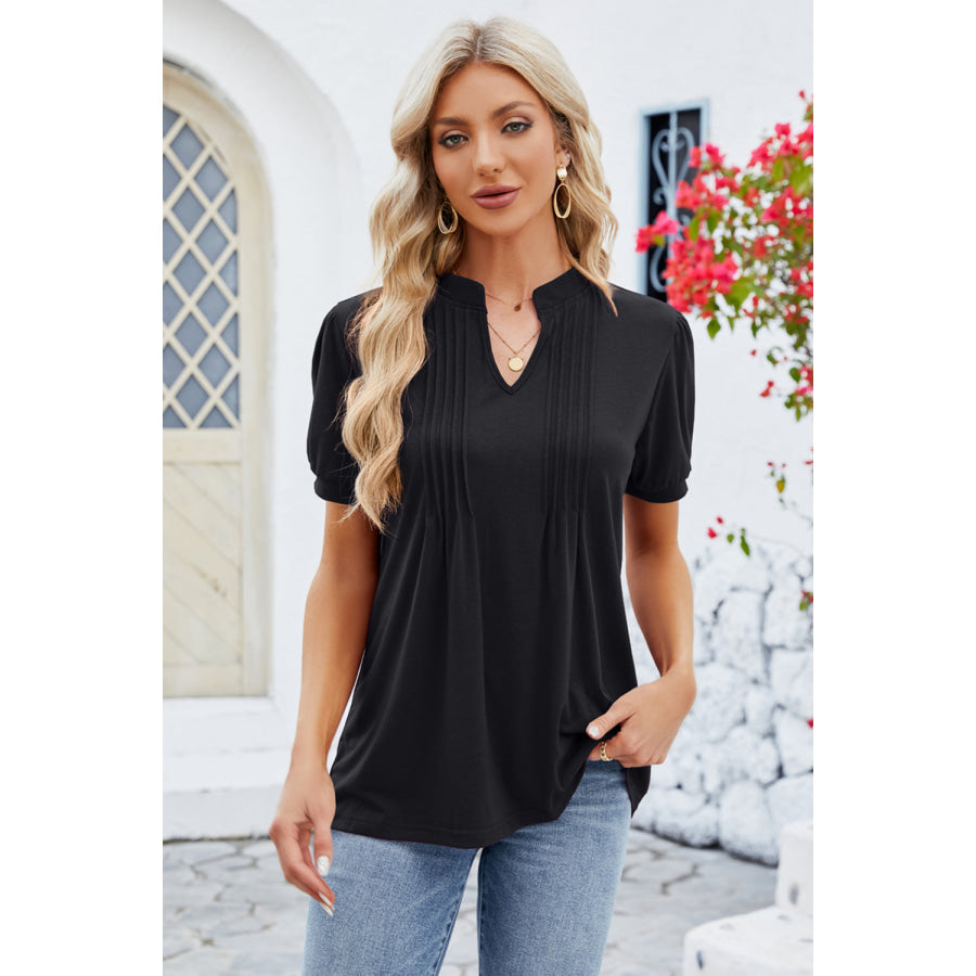 Notched Short Sleeve T-Shirt Apparel and Accessories