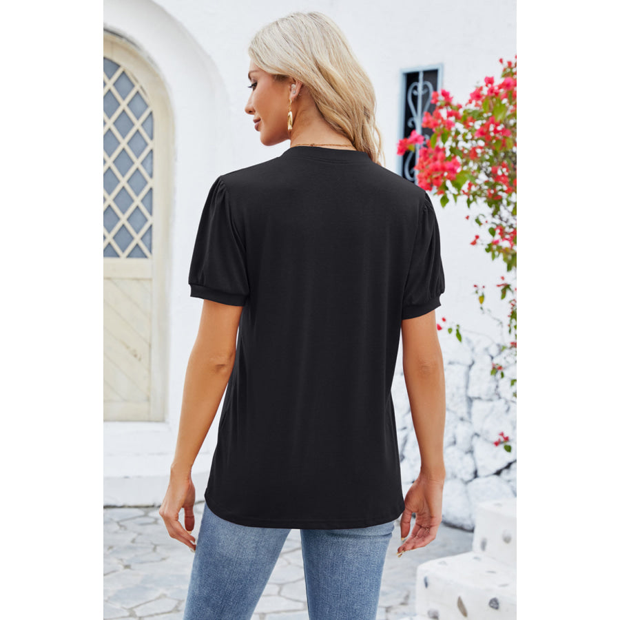 Notched Short Sleeve T-Shirt Apparel and Accessories