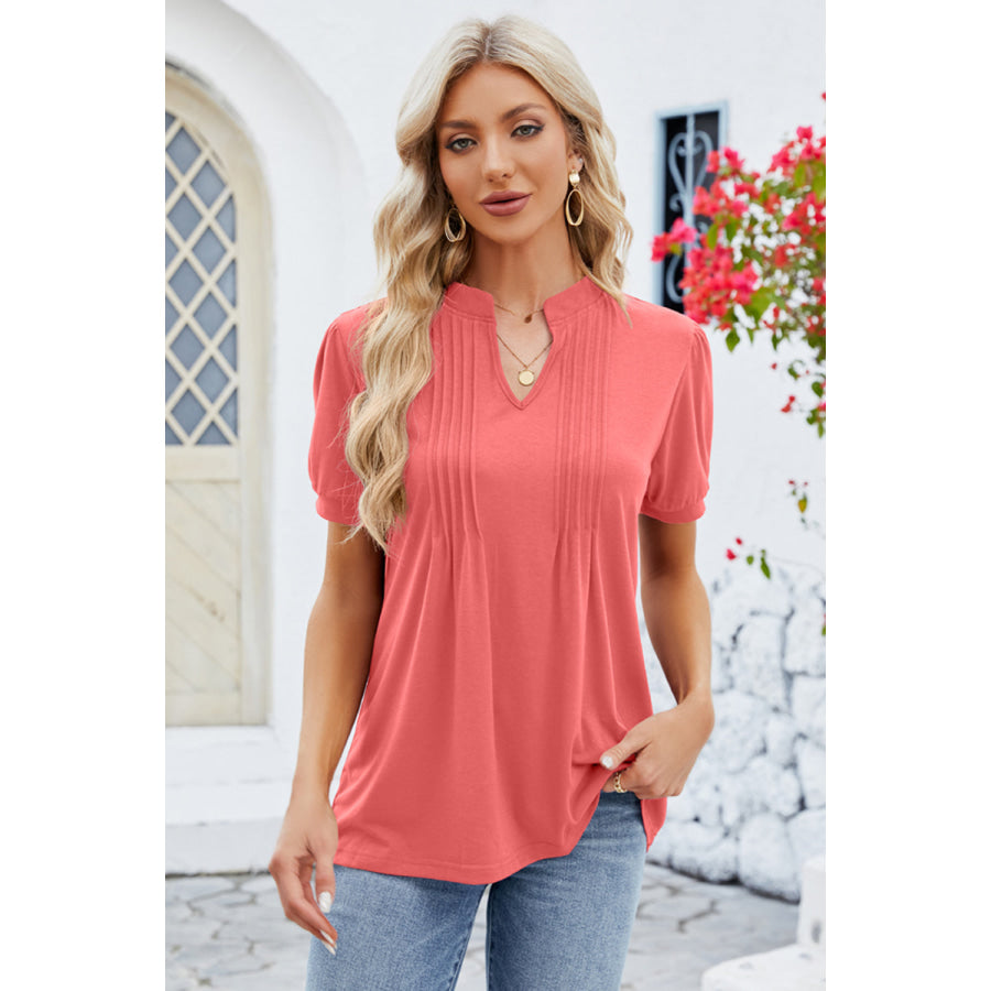 Notched Short Sleeve T-Shirt Apparel and Accessories