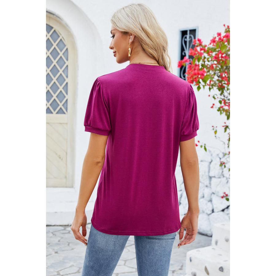 Notched Short Sleeve T-Shirt Apparel and Accessories